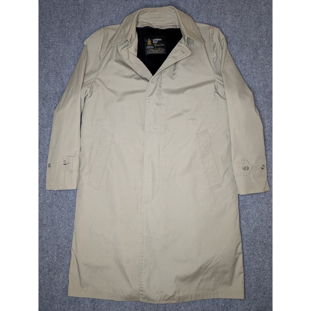 VTG London Fog Maincoats Trench Coat Sz 36 Reg. Sherpa Faux Fur Lined Removable